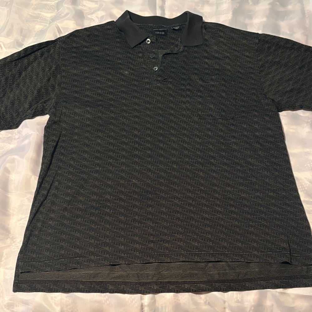 Izod Black Polo Shirt with Pattern